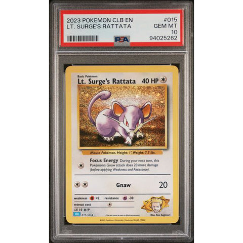 2023 POKEMON CLASSIC COLLECTION LT. SURGE'S RATTATA 015/034 PSA 10