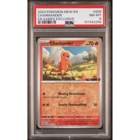 2023 POKEMON MEW 151 CHARMANDER EB GAMES 004/165 PSA 8