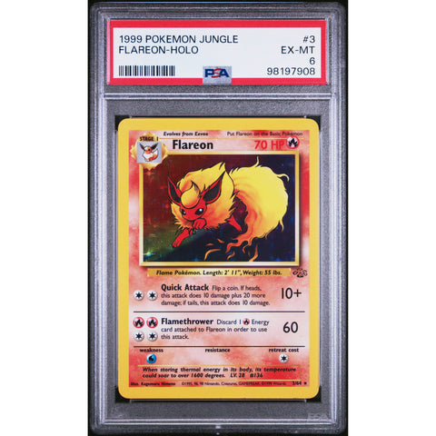 1999 POKEMON JUNGLE FLAREON HOLO 3/64 PSA 6