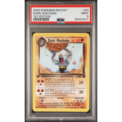 2000 POKEMON ROCKET 1ST EDITION DARK MACHOKE 1ST EDITION 40/82 PSA 9