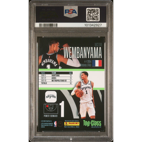 2024 NBA PANINI TOP CLASS VICTOR WEMBANYAMA NEW SENSATION 261 PSA 9