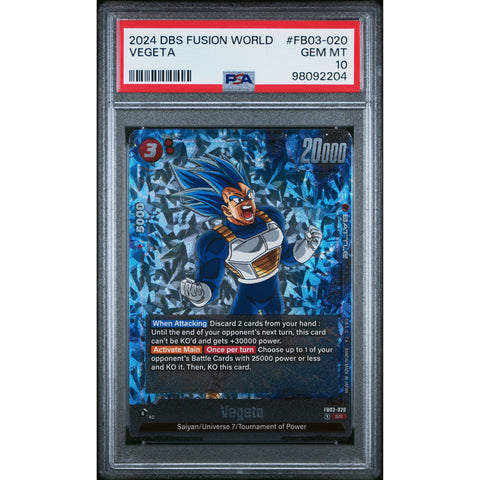 2024 DRAGON BALL SUPER FUSION WORLD VEGETA FB03-020 PSA 10