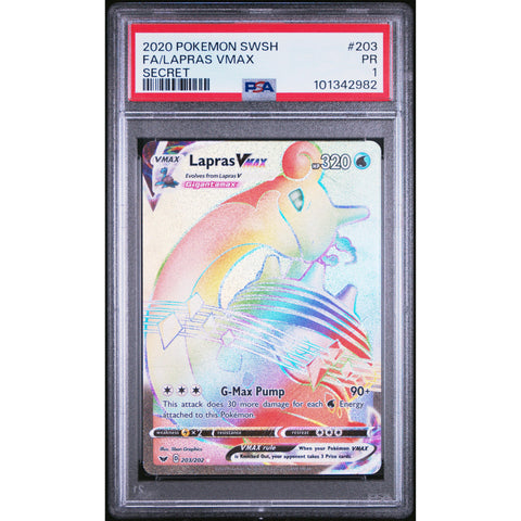 2020 POKEMON SWORD & SHIELD LAPRAS 203/202 PSA 1