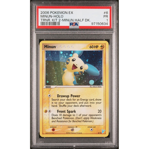 2006 POKEMON EX TRAINER KIT MINUN 6/12 PSA 1