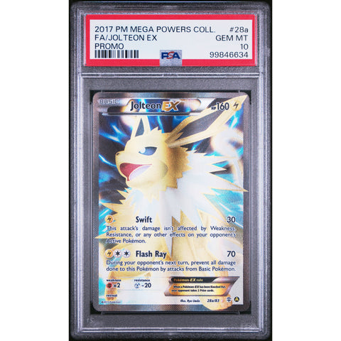 2017 POKEMON MEGA POWERS COLLECTION PROMO JOLTEON EX 28A/83 PSA 10