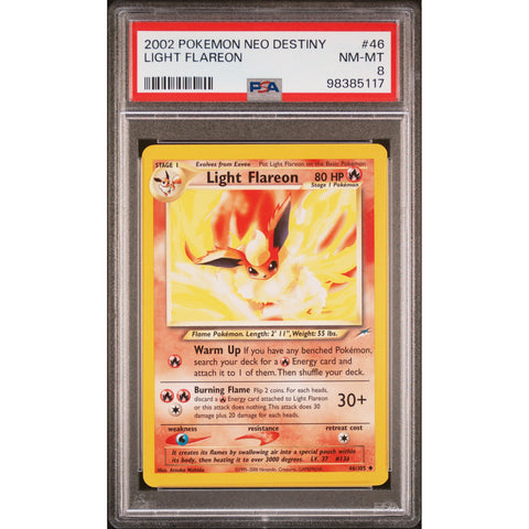 2002 POKEMON NEO DESTINY LIGHT FLAREON 46/105 PSA 8