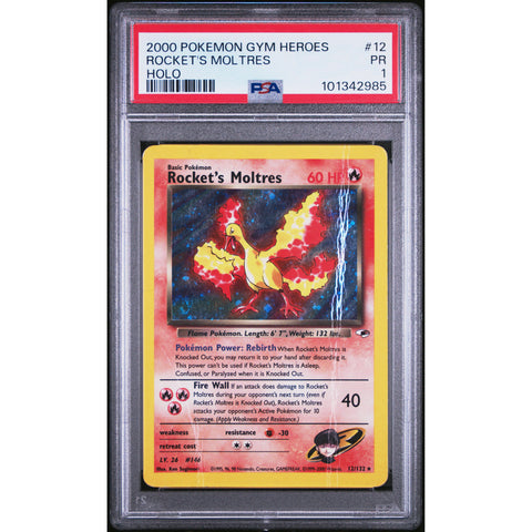 2000 POKEMON GYM HEROES ROCKET'S MOLTRES 12/132 PSA 1