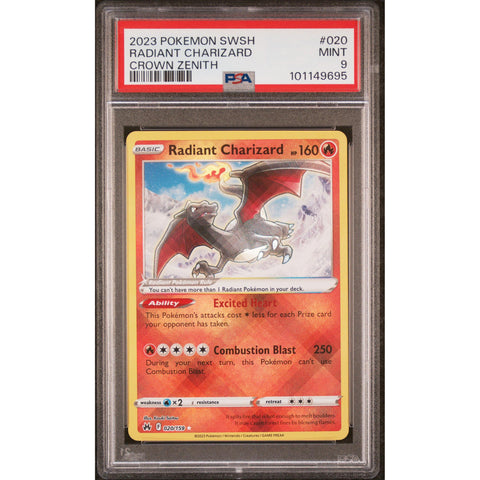 2023 POKEMON CROWN ZENITH RADIANT CHARIZARD 020/159 PSA 9