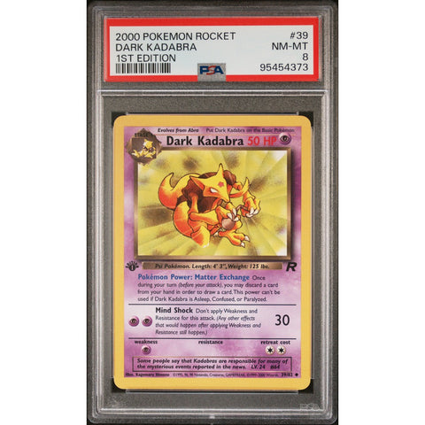 2000 POKEMON ROCKET 1ST EDITION DARK KADABRA 39/82 PSA 8