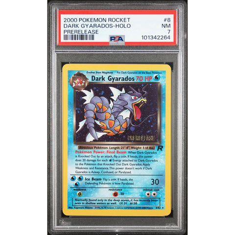 2000 POKEMON ROCKET DARK GYARADOS PRERELEASE 8/82 PSA 7