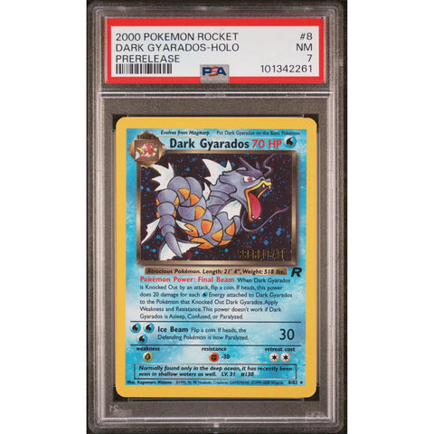 2000 POKEMON ROCKET DARK GYARADOS PRERELEASE 8/82 PSA 7