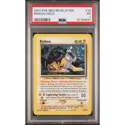 2001 POKEMON NEO REVELATION RAIKOU 13/64 PSA 1