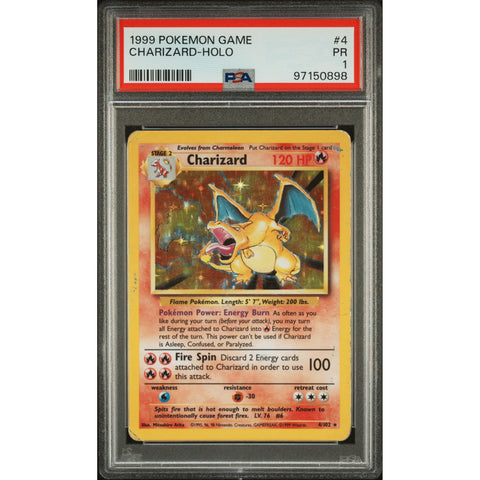 1999 POKEMON GAME CHARIZARD 4/102 PSA 1