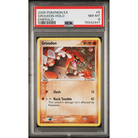 2005 POKEMON EMERALD GROUDON 5/106 PSA 8