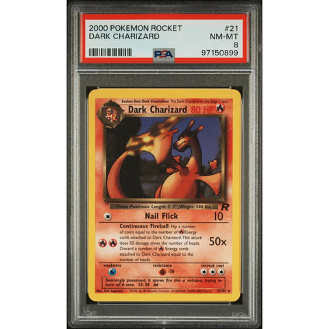 2000 POKEMON ROCKET DARK CHARIZARD 21/82 PSA 8