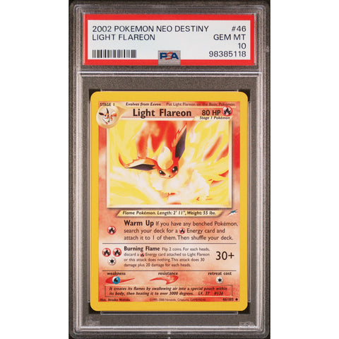 2002 POKEMON NEO DESTINY LIGHT FLAREON 46/105 PSA 10