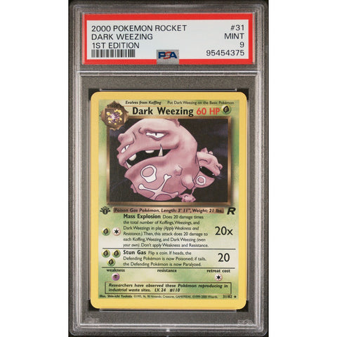 2000 POKEMON ROCKET 1ST EDITION DARK WEEZING 31/82 PSA 9