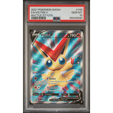 2021 POKEMON BATTLE STYLES VICTINI 144/163 PSA 10