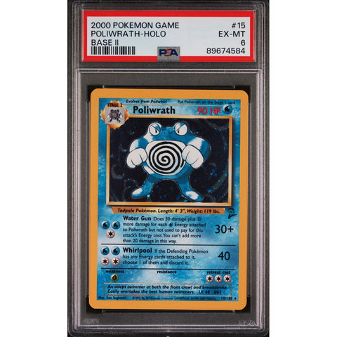 2000 POKEMON BASE 2 POLIWRATH HOLO PSA 6