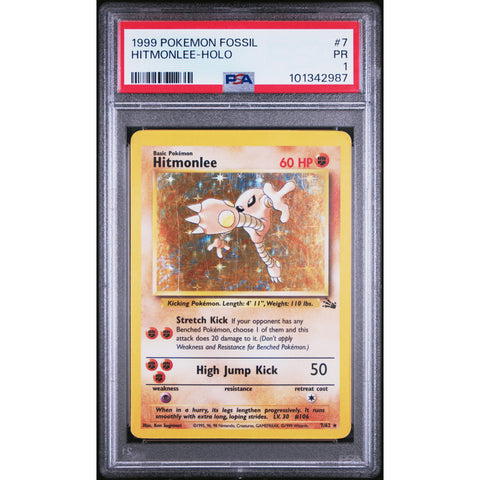 1999 POKEMON FOSSIL HITMONLEE 7/62 PSA 1