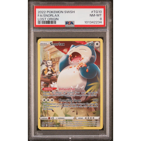 2022 POKEMON LOST ORIGIN FULL ART SNORLAX TG10/TG30 PSA 8