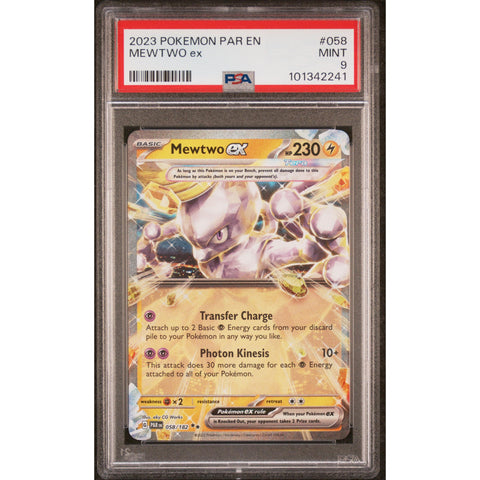 2023 POKEMON PARADOX RIFT MEWTWO EX 058/182 PSA 9