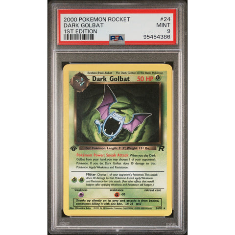 2000 POKEMON ROCKET 1ST EDITION DARK GOLBAT 1ST EDITION 24/82 PSA 9