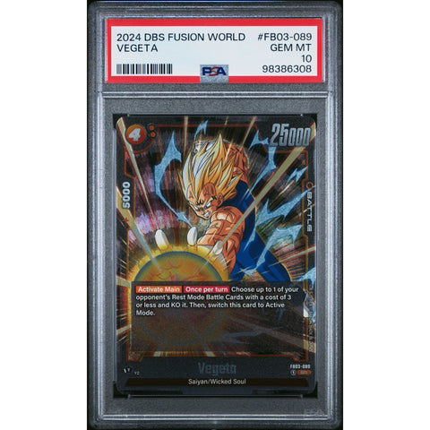 2024 DRAGON BALL SUPER FUSION WOLRD VEGETA FB03-089 PSA 10