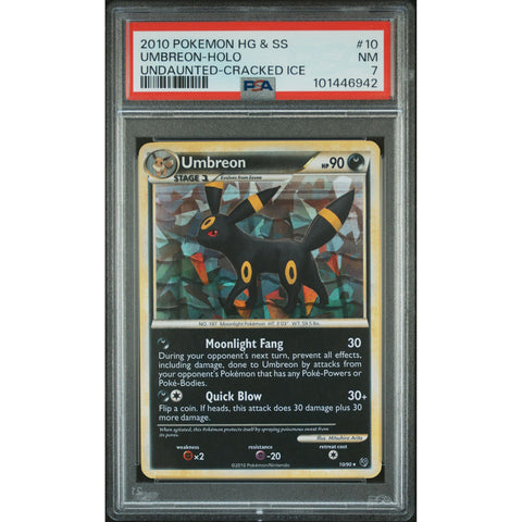 2010 POKEMON HGSS UNDAUNTED 10 UMBREON CRACKED ICE 10/90 PSA 7