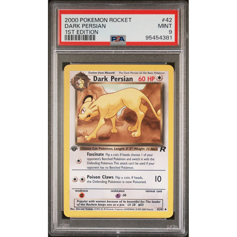 2000 POKEMON ROCKET 1ST EDITION DARK PERSIAN 1ST EDITION 42/82 PSA 9