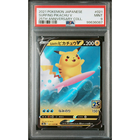 2021 POKEMON JPN 25TH ANNIVERSARY SURFING PIKACHU 021/028 PSA 9