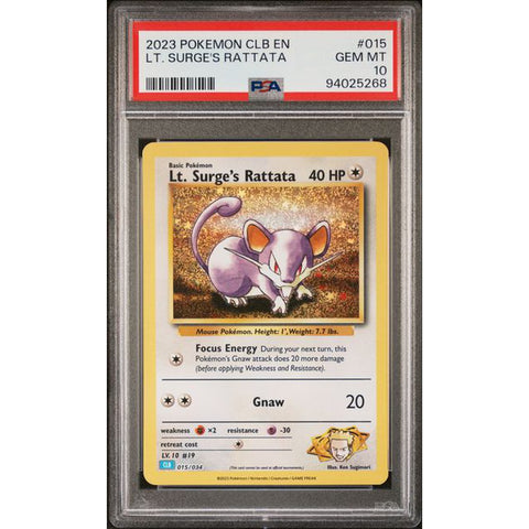 2023 POKEMON CLASSIC COLLECTION LT. SURGE'S RATTATA 015/034 PSA 10