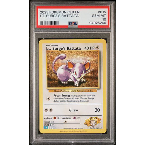 2023 POKEMON CLASSIC COLLECTION LT. SURGE'S RATTATA 015/034 PSA 10