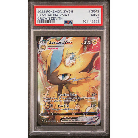 2023 POKEMON CROWN ZENITH ZERAORA VMAX GG42/GG70 PSA 9