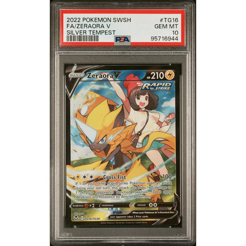 2022 POKEMON SILVER TEMPEST ZERAORA V TG16/TG30 PSA 10