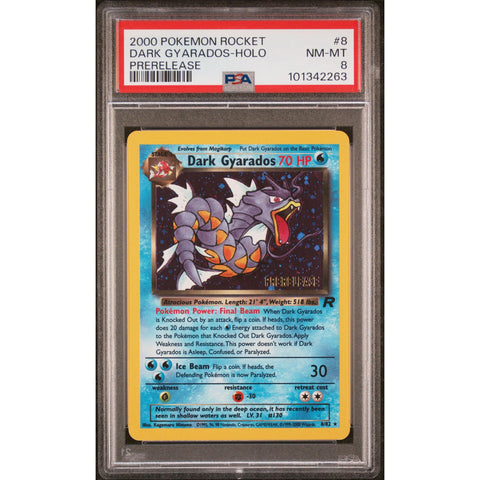 2000 POKEMON ROCKET DARK GYARADOS PRERELEASE 8/82 PSA 8