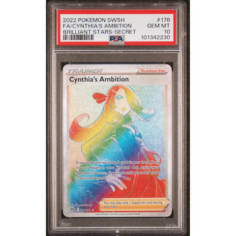 2022 POKEMON BRILLIANT STARS CYNTHIA'S AMBITION 178/172 PSA 10