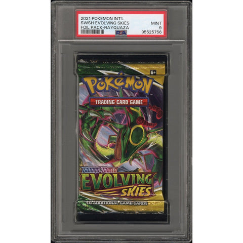 2021 POKEMON EVOLVING SKIES FOIL PACK RAYQUAZA PSA 9