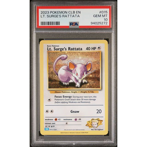 2023 POKEMON CLASSIC COLLECTION LT. SURGE'S RATTATA 015/034 PSA 10