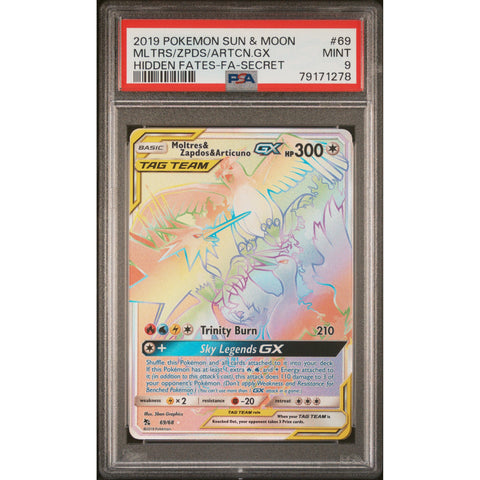 2019 POKEMON HIDDEN FATES MOLTRES ZAPDOS ARTICUNO 69/68 PSA 9