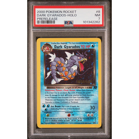 2000 POKEMON ROCKET DARK GYARADOS PRERELEASE 8/82 PSA 7 2