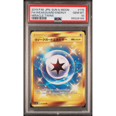 2019 POKEMON JPN MIRACLE TWINS WEAKGUARD ENERGY 115/094 PSA 10