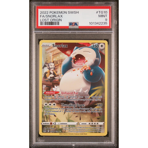 2022 POKEMON LOST ORIGIN FULL ART SNORLAX TG10/TG30 PSA 9