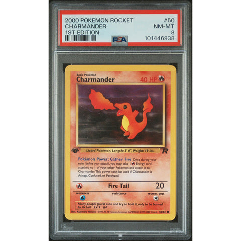 2000 POKEMON 1ST EDITION ROCKET CHARMANDER 50/82 PSA 8