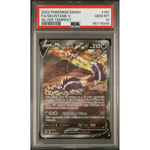 2022 POKEMON SILVER TEMPEST SKUNTANK V 181/195 PSA 10