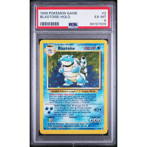 1999 POKEMON BASE SET BLASTOISE 2/102 PSA 6