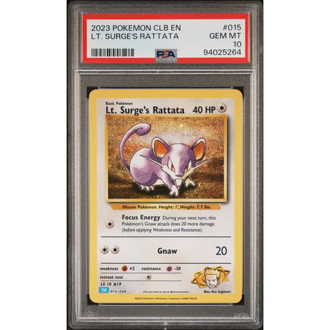 2023 POKEMON CLASSIC COLLECTION LT. SURGE'S RATTATA 015/034 PSA 10