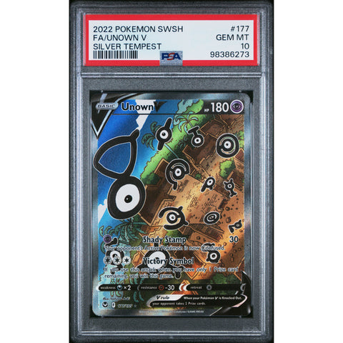 2022 POKEMON SILVER TEMPEST UNOWN V 177/195 PSA 10