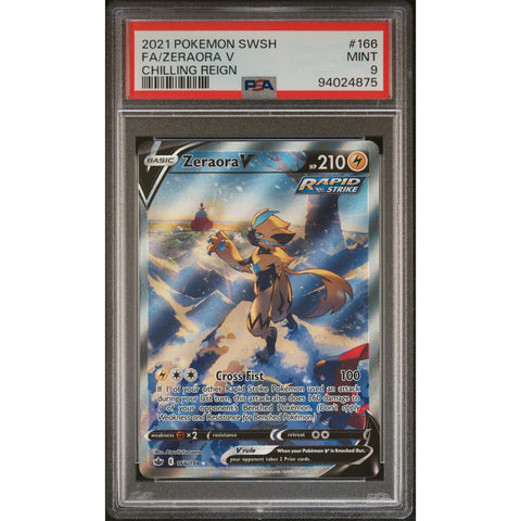 2021 POKEMON CHILLING REIGN ZERAORA 166/198 PSA 9