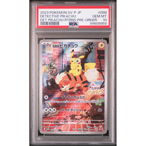 2023 POKEMON JPN PROMO DETECTIVE PIKACHU 098/SV-P PSA 10